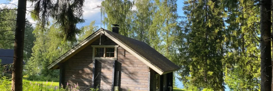 Mustikka hirsimökki järvenrannalla Hauholla Leppäniemessä